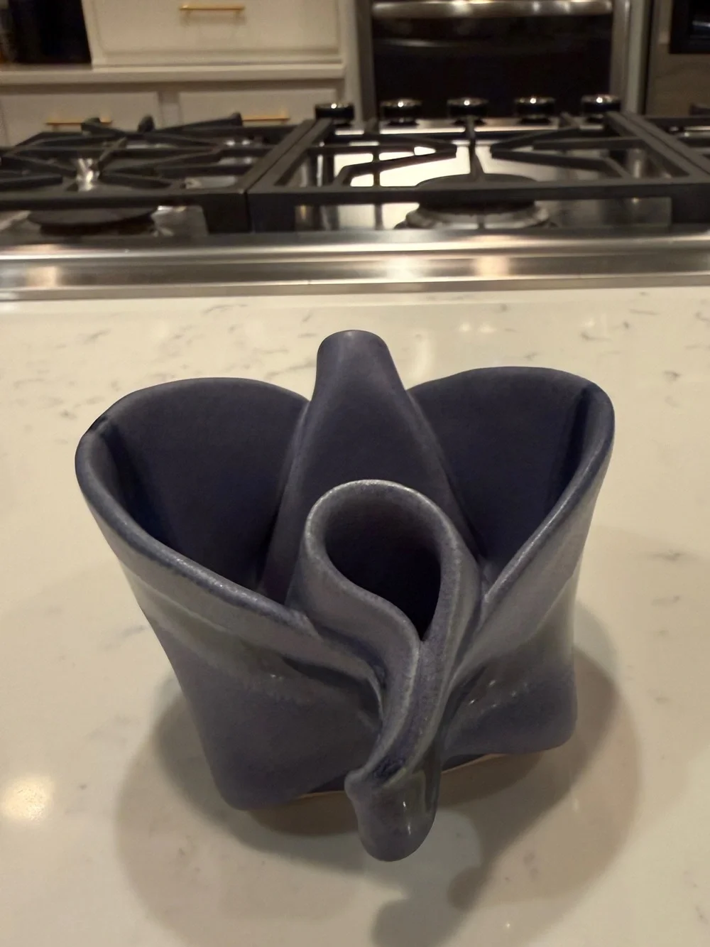 Hilborn Pottery Canada Sculptural Pinched Bowl Periwinkle Blue Studio Art